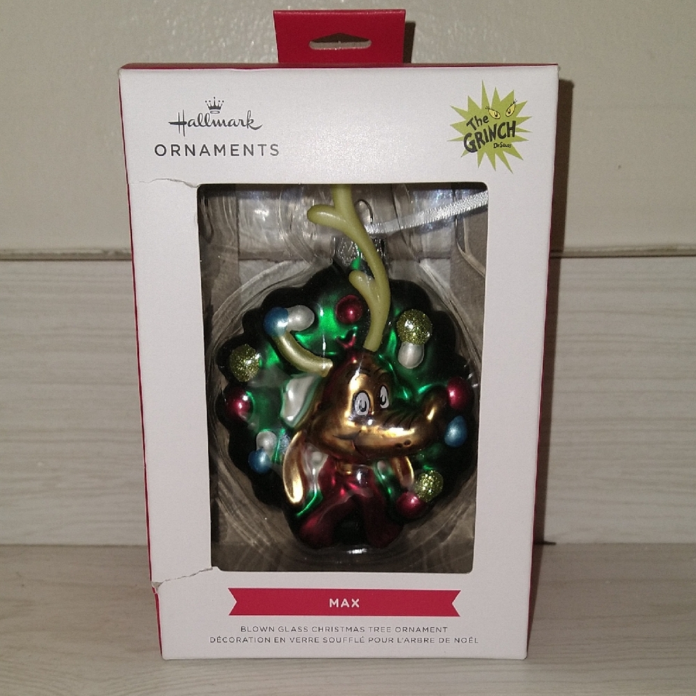 Hallmark The Grinch "Max" Blown Glass Christmas Tree Ornament - Picture 1 of 6